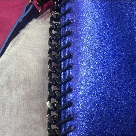 Metallic Blue w/Chain Edge Crossbody/Clutch-Boutique-NWT - Picture 4 of 10